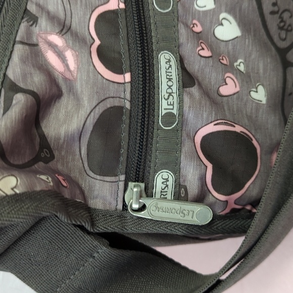 Lesportsac RARE Medium Gray 50s Style Sunglasses Crossbody Purse Messenger Bag - Picture 9 of 14